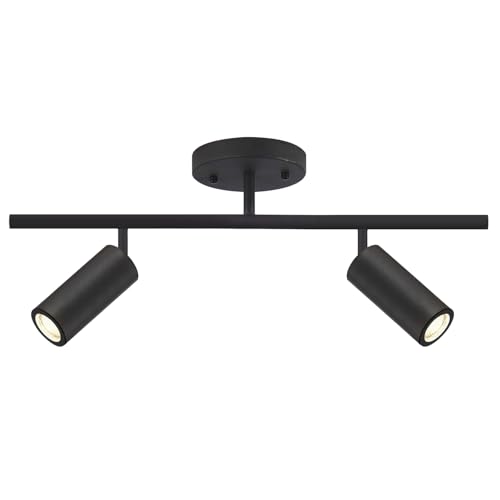Image of KCO Lighting Modern 2 Light Track Lighting Kit Matte Black Track Lighting Fixtures Flush Mount Ceiling Spot Lights Indoor Adjustable Ceiling Spot Light for Bedroom Kitchen Living Room