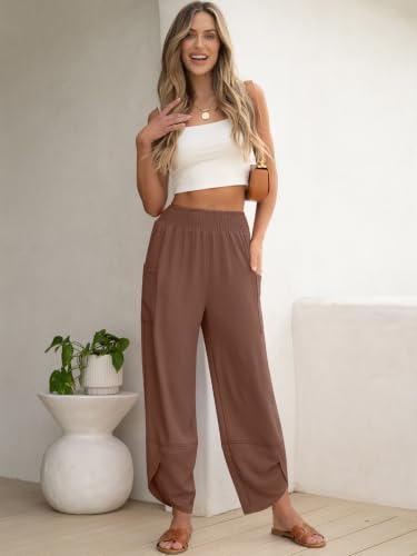 Image of ANRABESS Womens Wide Leg Palazzo Capri Barrel Pants