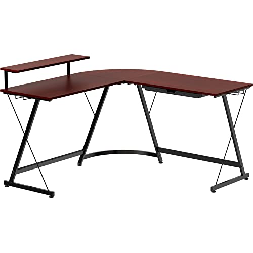 Shw OD-41M-N Vista L-Shape Desk With Monitor Stand, Cherry thumb #4