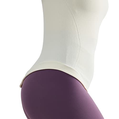 Womens Hooded Athletic Long Sleeve Running Shirts Workout Yoga Tops With Thumb Holes Slim Fit Off-White #TOP6