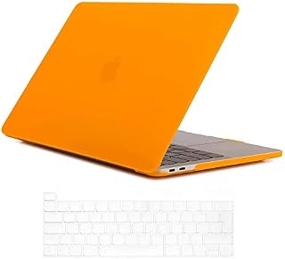 Se7enline Mac book Pro 16 inch Case 2019/2020 Smooth Plastic Hard Shell Protective Laptop Cover for MacBook Pro 16-inch A2141 with Touch Bar Touch ID with UK Layout TPU Keyboard Cover, Orange