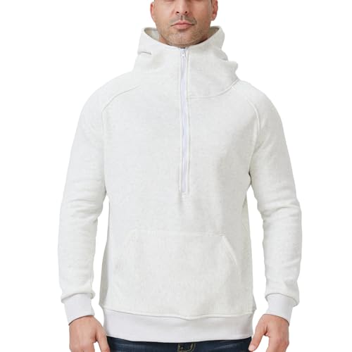 Men's Fleece Half-zip Hoodie Fit Ultra Soft Hooded Sweatshirt With Pockets Casual Pullover