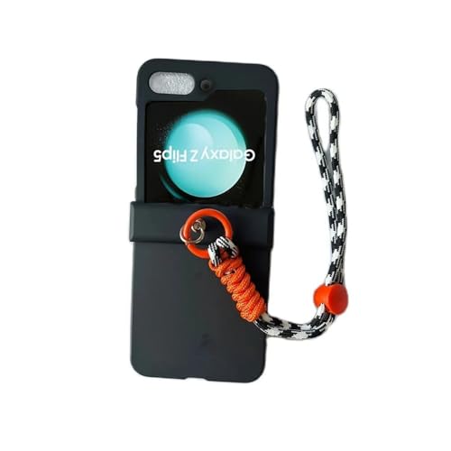Coque de luxe couleur unie avec bracelet chaîne pour Galaxy Z Flip 5 4 6