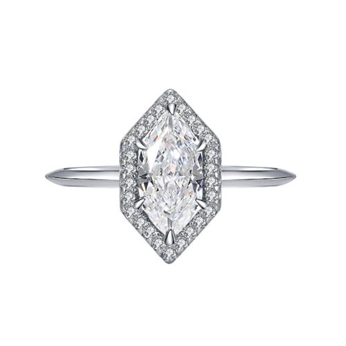 Bague de fiançailles en argent 925 plaqué or et diamant bleu pour une demande