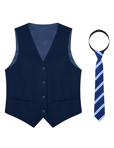 Image of Boy's 4 Button Formal Suit Vest with Tie