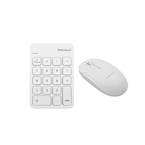 Macally Wireless Bluetooth Numeric Keypad and Wireless Bluetooth Mouse for Mac and PC, Calculate Efficiently