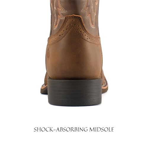 Image of SUREWAY Western Boots For Men - Mens Square Toe Cowboy Boot, Oil /Slip Resistant, Durable Fashionable Classic Pull on 10 Inch Mid-Calf Wellington Boots