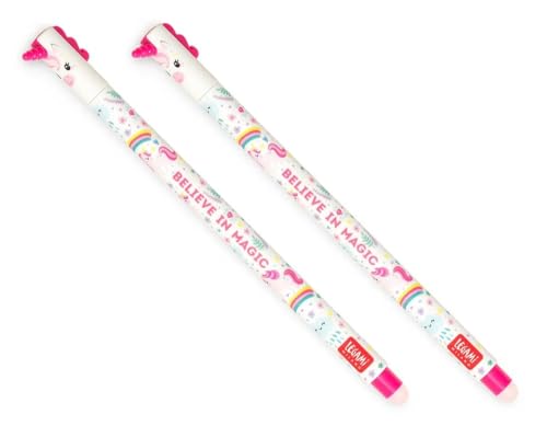 LEGAMI Radierbarer Gelschreiber - Einhorn thermoempfindliche Tinte 0 7 mm Spitzendurchmesser 15 cm Länge rosa Tinte (2er-Pack)