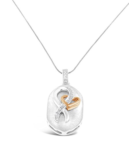 Original Classics Sterling Silver Diamond Interlocking Heart Ribbon Pendant Necklace (1/10 cttw, H-I Color, I1-I2 Clarity)