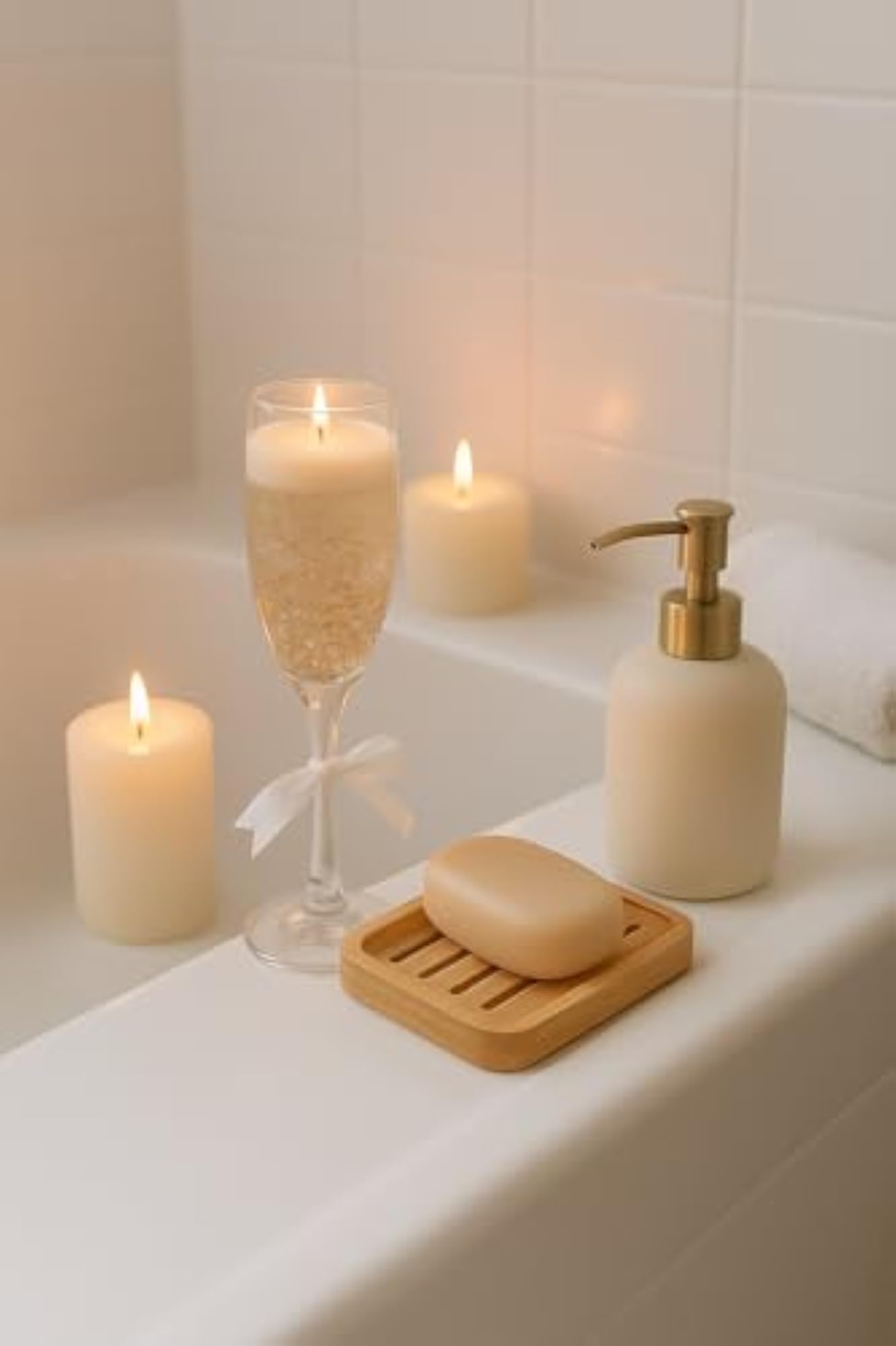 Champagne Flute Decorative Scented Candle with Glitter Design