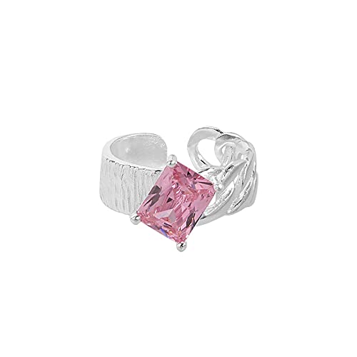 Bague ouverte argent sterling et cristal rose pour un style quotidien élégant