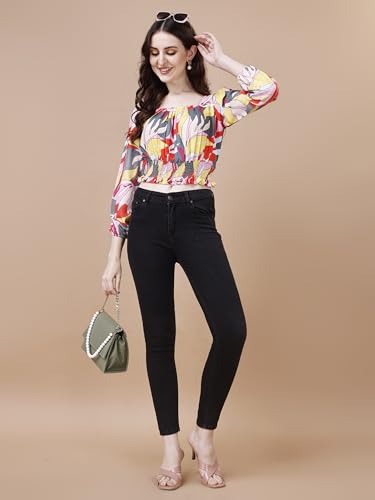 Image of Wedani Women's Casual Foral Print Puff Sleeve Regular Top