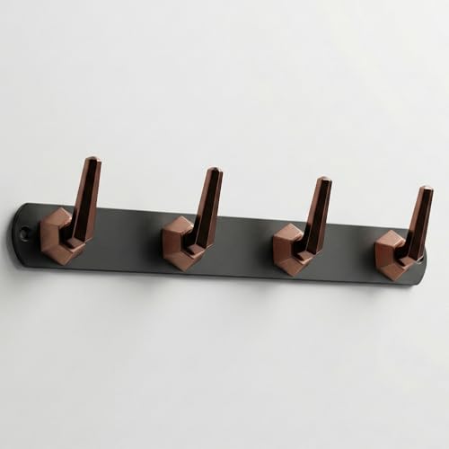 Image of Modern Design Cloth Hanger for Wall /4 Hook Dress Hanger for Door Mount /Bathroom Hooks for Hanging (Black & Cola Finish) Pack of 3-| 3 Years Warranty |