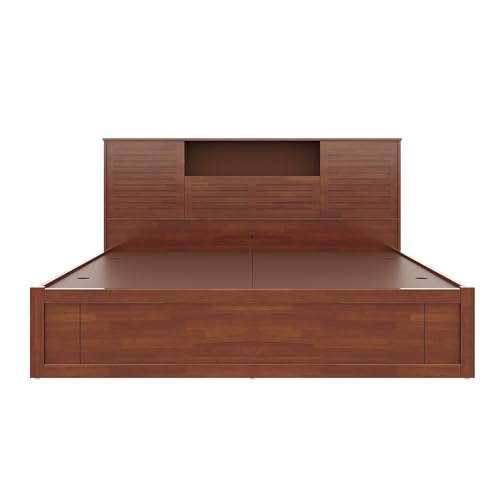 Image of Wakefit Bed | King (78 X 72) Solid Wood Bed Without Storage, 3 Year Warranty | - Aquari - Gold Brown
