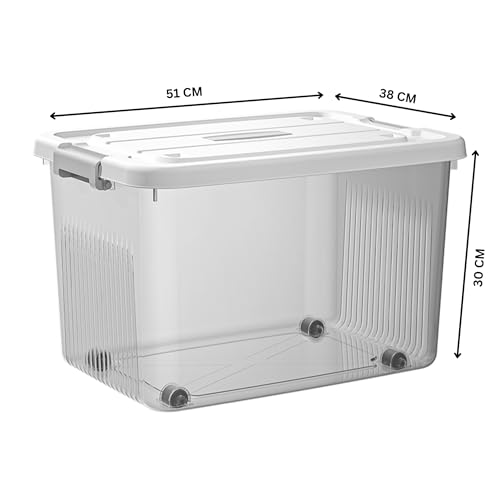 Image of KREPS Plastic Storage Bins With Latching Lids Stackable Containers, Large Storage Box For Bedroom, Basement, Classroom, Camping, Office (TRANSPARENT, X-LARGE - 20 X 14.5 X 12 INCH, PACK OF - 3)