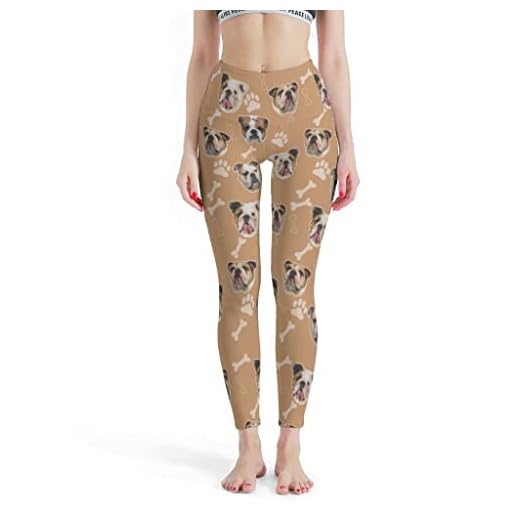 Xhnacdhmz Dam långa leggings byxor engelsk bulldog hög midja sporttights elastiska yogabyxor sport fitness tights fritid flerfärgade S