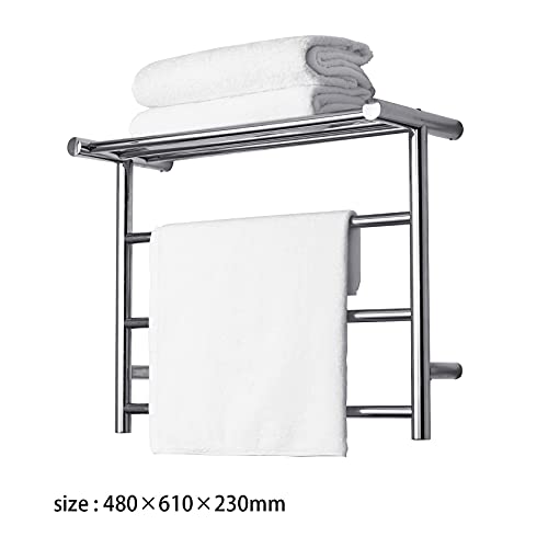 Toallero calefactado con Acabado Pulido a Espejo, Moderno radiador eléctrico para toallero, Acero Inoxidable, tamaño: 480 x 610 x 230 mm, Resistente al Polvo y al Agua, Grado