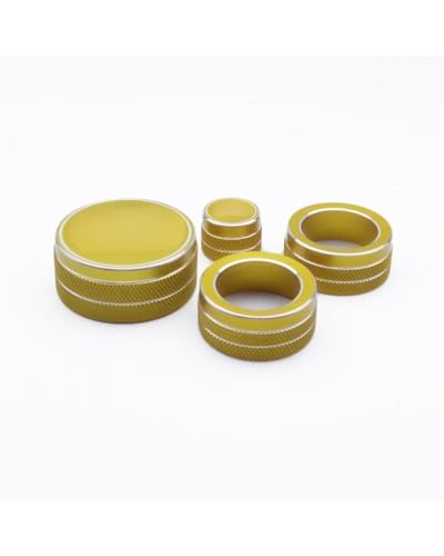 Temperature Adjustment Knob Multimedia Air Conditioning Knob Ring + Cover Climate Control HVAC (Yellow)