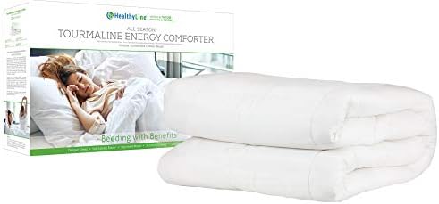 HealthyLine Energy Comforter - Tourmaline Fiber Filled, 233 TC White Cotton Shell, Lightweight, Breathable - Biomagnetic Negative Ion and Far Infrared Therapy (King Size)