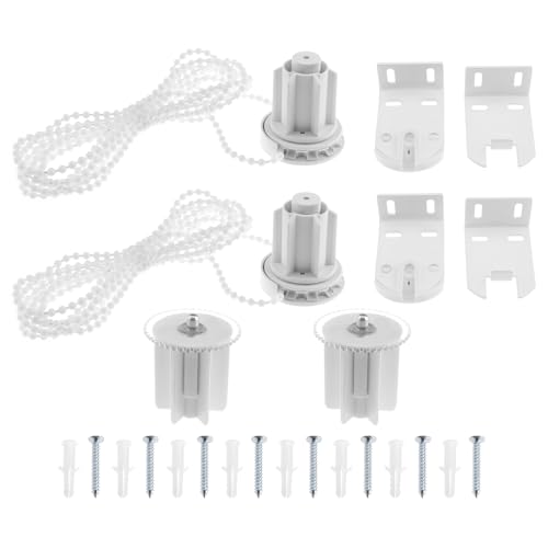 VGOL 2 juegos de embrague para persianas enrollables con soporte de metal y cadena de cuentas, para persianas enrollables de tubo de aluminio de 38 mm de diámetro interior, color blanco