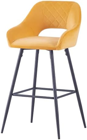 AINPECCA Bar Stools Set of 3 Velvet Grey Upholstered seat with Backrest & Armrest Metal Legs Kitchen Breakfast Bar Stools