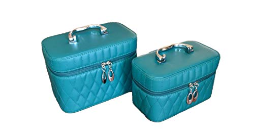 Preisvergleich Produktbild Kosmetikköfferchen Kosmetikkoffer Kosmetiktasche Kulturbeutel Kulturtasche Kinderkoffer Kulturtasche für Reisen Toilettenartikel für Damen Mädchen Frauen Make-up (Kuf02 Grün, S+M)
