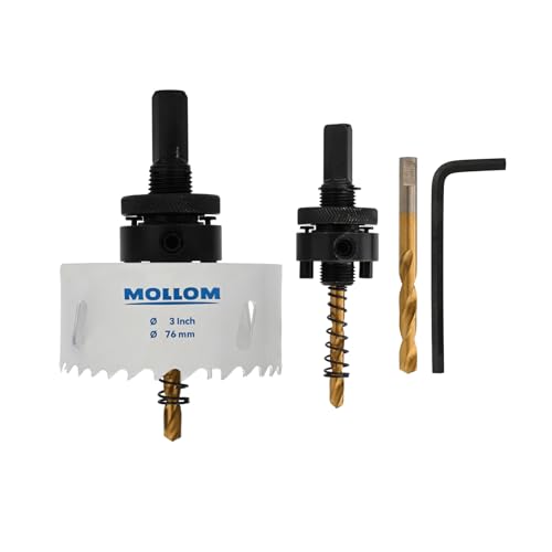 Mollom 76mm (3") HSS M42 8% Cobalt BI-Metal Hole Saw with Arbor