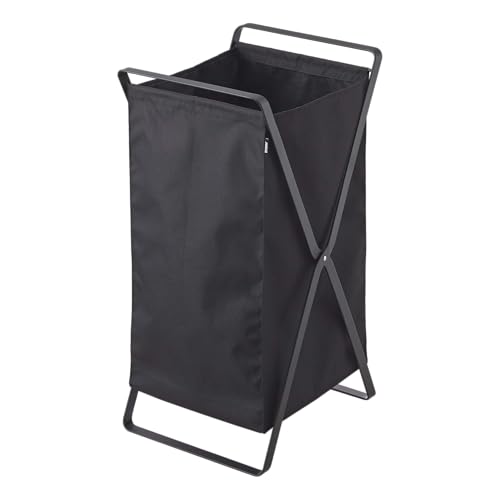 Yamazaki Home Basket-Foldable Storage Organizer | Steel | Laundry Hamper, One Size, Black