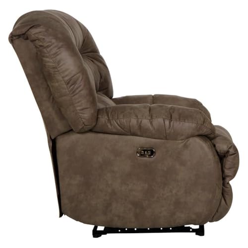 Sillón reclinable eléctrico tela poliéster marrón miniatura 4