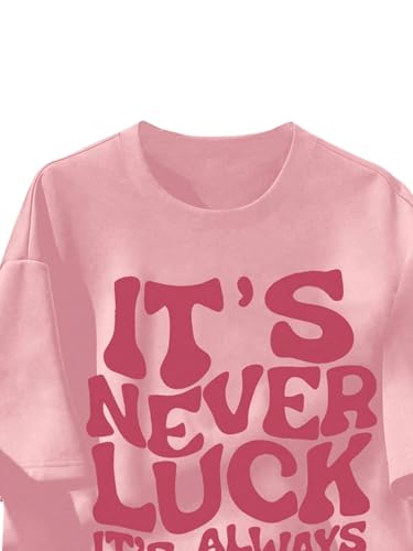 SweatyRocks Girl's Cute Letter Print Graphic Tees Short Sleeve Crewneck Casual Loose T Shirt Tops3