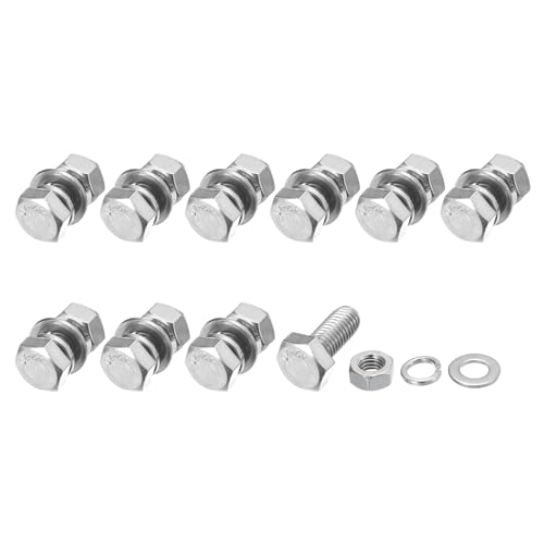 Image of METALLIXITY Hex Head Screws Bolts, Nuts, Flat & Lock Washers Kits (M8-1.25x20mm) 10 Set, Stainless Steel Fully Threaded Machine Screws Bolt Set - for Home Appliance Equipment