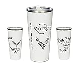 C1-C8 Corvette Generations Stainless Steel Tumbler Mug - Travel Coffee Cup (White) (Sold Individually)