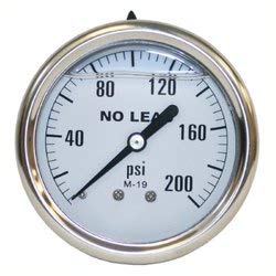 Merrill MFG 0  200 PSI Acero inoxidable 14 "NPT Medidor de presión relleno de líquido WOG Agua Aceite Gas Centro Montaje trasero
