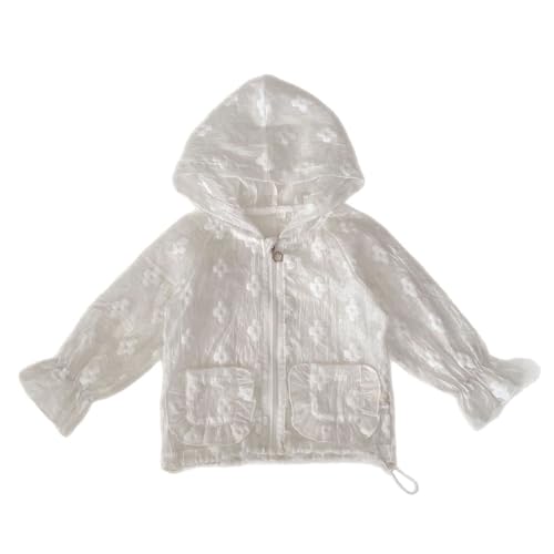 Lightweight Kids Sun Suit Fashionable Zippered Floral Embroidery Hooded Coat for Girls Aged 0 to 3 Years