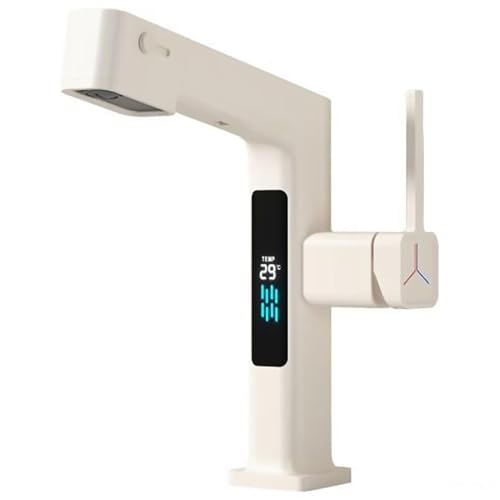 Robinet de salle de bain avec pulvérisateur extractible et affichage de température