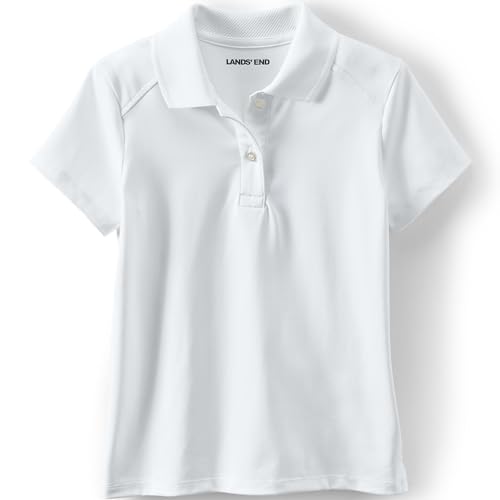 Lands' End Girls Short Sleeve Feminine Fit Rapid Dry Polo Shirt Medium White3