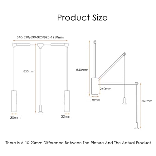 Tringle de penderie rétractable cintre latéral réglable 54-125cm