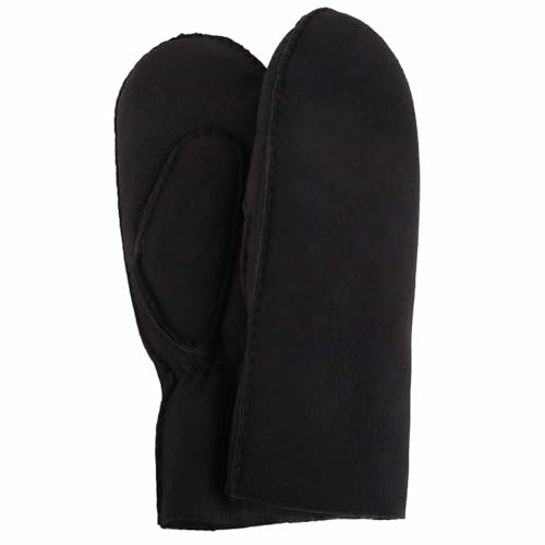 Moufles double face en peau de mouton pour femme revers noir taille unique