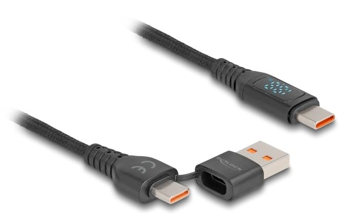 Delock Câble USB 2.0 de chargement Rapide USB Type-C™ USB Type-A mâle à USB Type-C™ mâle PD 3.1 140 W Avec