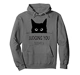 Cat Judging You Silently Funny Black Cat Mom Dad Pullover Hoodie