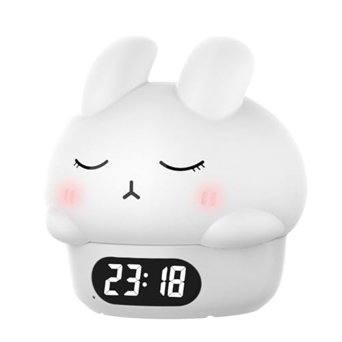 Bunny Digital Alarm Clock | Rabbit Wake-up Lamp | Rechargeable Rabbit Night Light | Silicone Rabbit Clock Light Touch-sensitive Bunny Lamp Fun Rabbit Alarm...