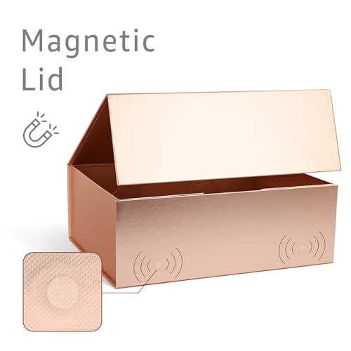 Image of LIFELUM Rose Gold Gift Box with Magnetic Lids for Presents, 14 inchx8.5 inchx4.5 inch
