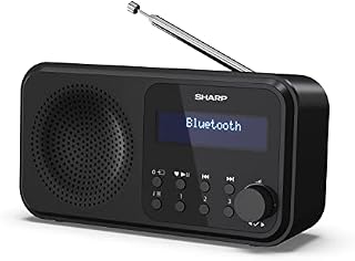 SHARP DR-P420(BK) Tokyo Portable Digital Radio with Bluetooth 5.0, Mono DAB+/FM Audio Player, Compact & Lightweight, USB/Battery Powered, Dual Alarm Clock & 40 Pre-Sets  Midnight Black