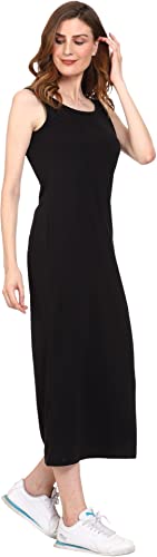 Image of ROARERS Women Maxi Length Sleeveless Cotton Black Dress