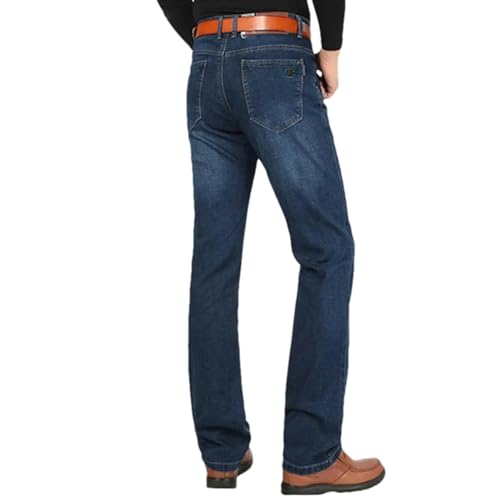 Pantalon en jean d'hiver homme coupe ajustée thermique et taille haute