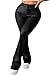 Avanova Women Faux Leather Butt Lifting Leggings Flare High Waist Sexy Bell Bottom Pants Black Small