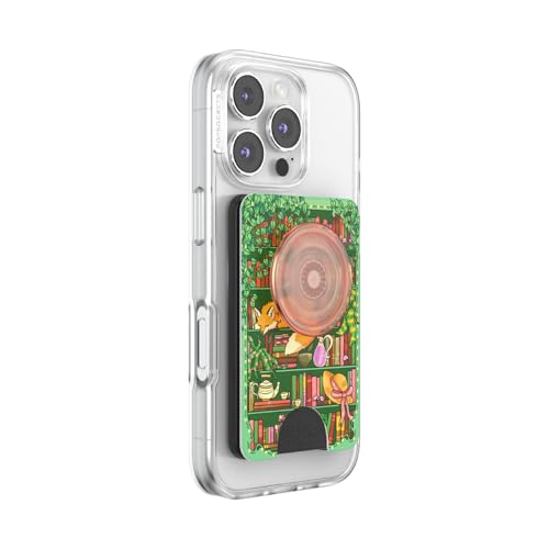 Image of PopSockets Phone Wallet for MagSafe, Phone Card Holder with Grip, Bookish - Stored Shelves