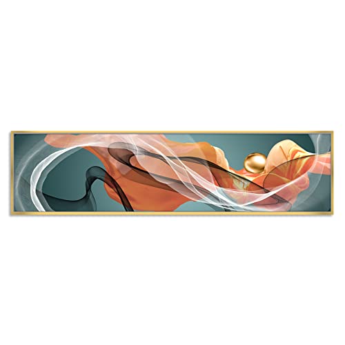 Image of PAINTINGMANTRA Abstract Ribbon Design Large Canvas Painting Framed Panel Wall Painting, Framed Luxury Paintings for Home Decoration, Living room, Bedroom & Office Decor (Green, 13x47 Inch)