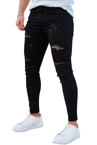 GINGTTO Men's Skinny Jeans Stretch Ripped Tapered Leg2