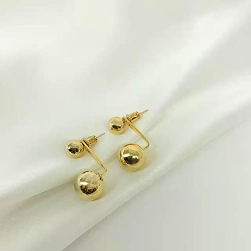 Double Ball Jacket Earrings for Women Girls Front Back 2 in 1 Stud Earrings Pearl Ball Earrings4
